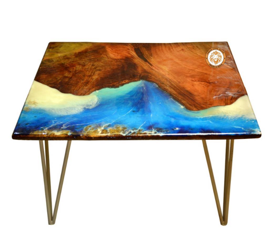 CENTER TABLE TOP 48"x48"30-40MM (HAND PAINTING + EPOXY RESIN) (Acacia wood) - 16